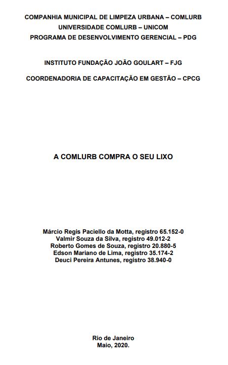 A COMLURB COMPRA O SEU LIXO