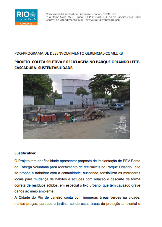 COLETA SELETIVA – PARQUE ORLANDO LEITE