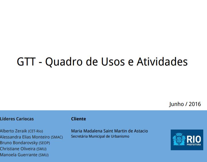 GTT QUADRO “MÃE” DE USOS E ATIVIDADES