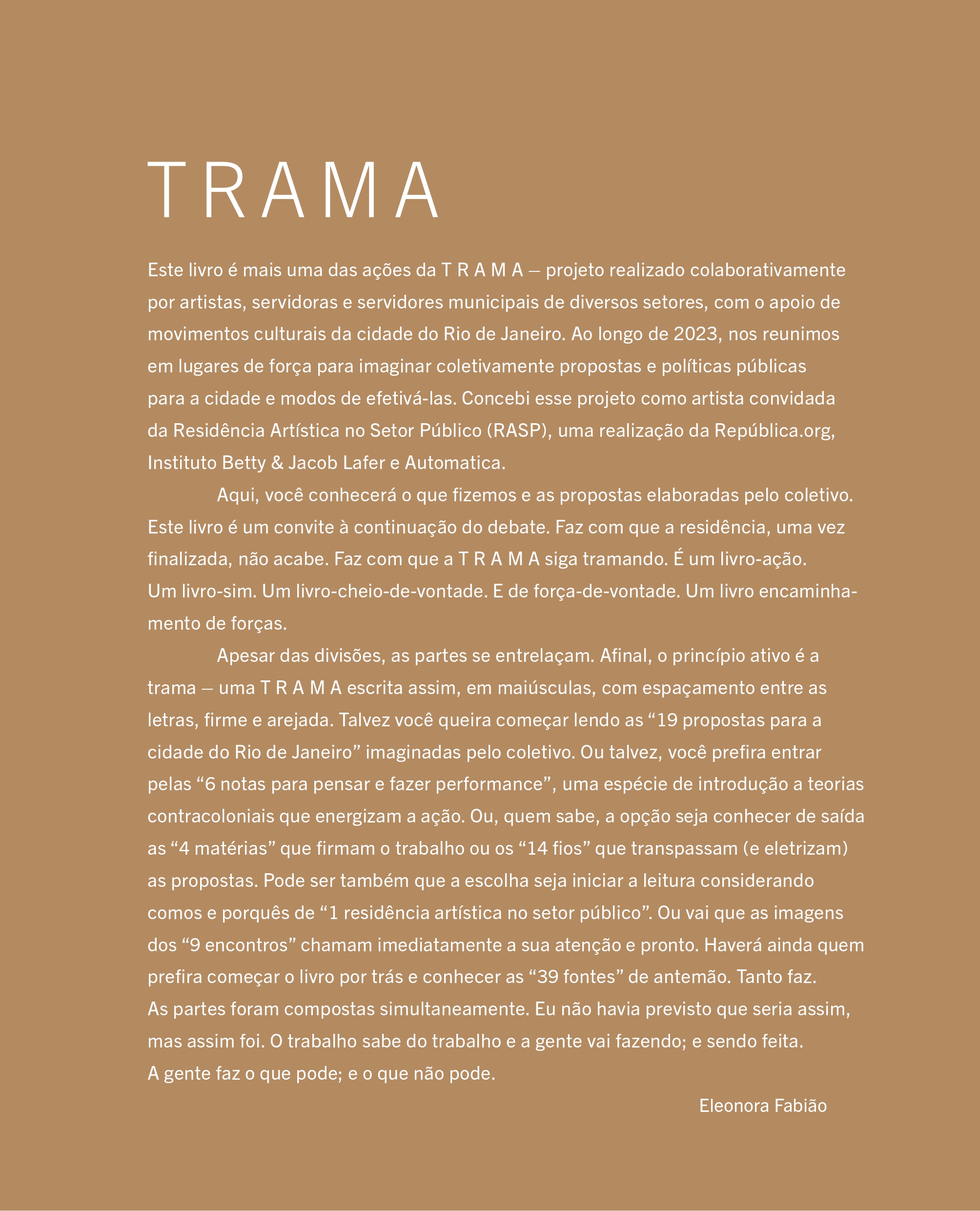 Livro TRAMA – Residência Artística no Setor Público